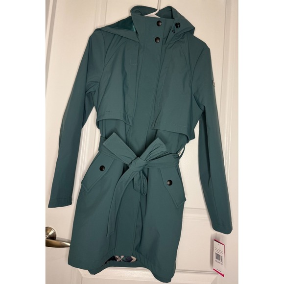 Vince CamutoSize M Women's Water-Resistant Belted Rain Jacket Teal $280
